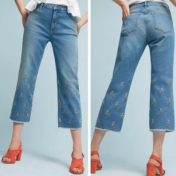 PILCRO & THE LETTERPRESS Embroidered High Rise Straight Jeans Size 25 - Picture 1 of 7